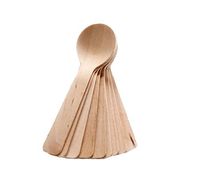 Perfectware 4'' Green Mini Wooden Spoons, Biodegradable Compostable Birchwood 200ct.