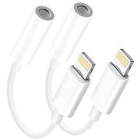 Apple MFi Certified 2 Pack Lightning to 3.5 mm Headphone Jack Adapter,iPhone to 3.5mm Audio Aux Jack Adapter Dongle Cable Converter Compatible with iPhone 12 11 Pro XR XS Max X 8 7 iPad