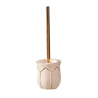 Yyqx Toilet Brush Ceramics Toilet Brush and Holder Holder for Bathroom Toilet Toilet Brush Set Stainless Steel Handle Loo Brush Toilet Bowl Brush Set (Color : Beige, Size : A)