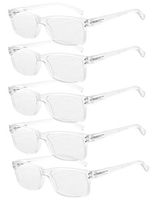 Eyekepper Mens Vintage Reading Glasses-5 Pack Clear Frame Glasses for Men Reading,+2.50 Reader Eyeglasses Women