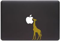 Yadda-Yadda Design Co. Giraffe Eating Apple - MacBook or Laptop Decal (2" w x 4.75" h) (Color Variations Available) (Matte Gold)