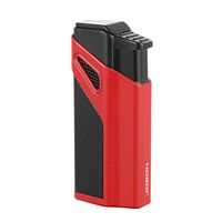 Triple Jet Torch Flame Refillable Butane Cigarette Cigar Lighter with Cigar Punch (Red)