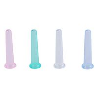 SUPVOX 4PCS Anti-Cellulite Massage Suction Cups Silicone Facial Therapy Cupping Cups (Transparent Green Blue Pink)
