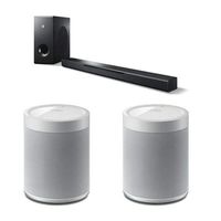 Yamaha MusicCast BAR 400 200W 3.1-Channel Soundbar System - with 2 Pack WX-021 MusicCast 20 Wireless Speaker, White