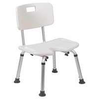 Flash Furniture HERCULES Series Tool-Free and Quick Assembly, 300 Lb. Capacity, Adjustable White Bath & Shower Chair with U-Shaped Cutout