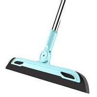 Shower Squeegee, Telescopic Shaft Floor Water Squeegee, Hangable Handle, for Windows, Bathroom, Floor, Shower, Wall, Kitchen, Bathtub, and Tile Scrubber Blue 38cm