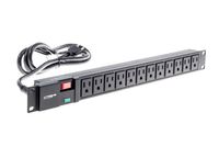 19" 1RU Surge Suppressing PDU with Twelve 5-15R Outlets,
