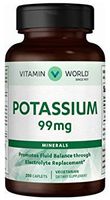 Vitamin World Potassium 99mg, Minerals Promotes Fluid Balance Through, Electrolyte Replacement, Vegetarian Dietary Supplement