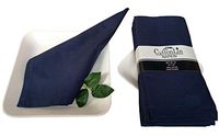 Cloth Napkin in Cotton Solid Plain Hemmed - Oversized 20x20 inches, Mitered Corners, Wedding Napkins,Cocktails Napkins. Machine Washable Dinner Napkins Pack of 12-20x20 Navy