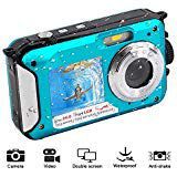 Waterproof Digital Camera for Snorkeling 1080P Full HD Underwater Camera 24 MP Video Recorder Selfie Dual Screen DV Recording Waterproof Camera (801BU)