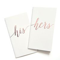 Ling's moment Vow Books Set of 2 His and Hers White & Rose Gold Paper Wedding Vow Books Elegant Vow Journal Wedding Keepsake Vows Booklet