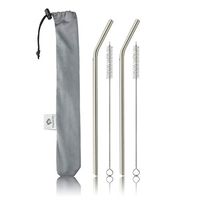 finessCity Titanium Straw Extra Strong Ultra Lightweight (Ti) Resuable Straws with 9.3" (236mm) Length & 0.28" (7.2mm) Diameter, Drinking Straw for Home Use/Travel/Camping in Cloth Case (Straw 2 Unit)