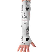 FRS Ltd Unisex Cooling Arm Sleeves Unicorn and Heart Pattern UV Sun Protection Arm Perfect for Driving Fingerless Breathable Gloves (1 Pair)