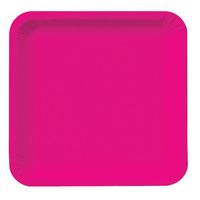 Creative Converting Touch of Color 18 Count Square Paper Dinner Plates, Hot Magenta , 9" - 463277