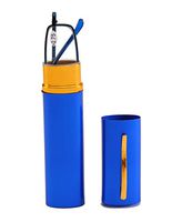 SOOLALA Lightweight Compact Reader Reading Glasses Reader w/Pen Clip Tube Case (Blue, 2.75)