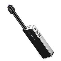 Candle Lighter, Rechargeable Electric Arc USB Lighter Retractable Long Lighter with Power Indicator, Safety Lock and LED Flashlight, Windproof for Household Camping Cooking BBQ Fireworks Grill