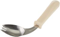 Sammons Preston Deluxe Easy-Hold Offset Spork, Left Hand, Stainless Steel Utensil is 8" Long, Polypropylene Handle is 4.5" Long with 1" Diameter, Adaptive Eating Aid for Limited Wrist Range of Motion