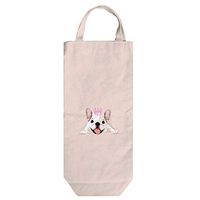 Bulldog In Crown Cotton Canvas Wine Bag Tote With Handles Wine Bag Natural