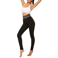 Queue Yoga Pants High Waist Power Stretch Workout Tights Leggings Mesh Hip Yoga Leggings Black