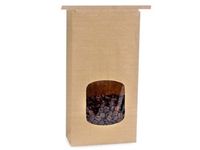 Tin Tie Coffee Bag with Window 100 Count - 1 LB - Kraft