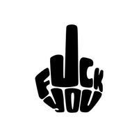 FCK You Typography Middle Finger Vinyl Decal Sticker (Black)