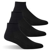 Facool Non Binding Socks, Unisex Anti Odor Diabetic Ankle Socks,Golf Socks with Seamless Toe, 3 Pairs- Black, XX-Large