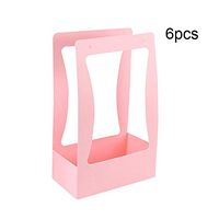 Wenje Portable Box Flower Bouquet Folded Gift Packaging Box Wrap Box 6 Pcs Pink