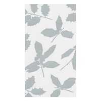 Caspari Holly Silhouettes Paper Linen Guest Towel Napkins in Ivory & Silver, Four Packs of 12
