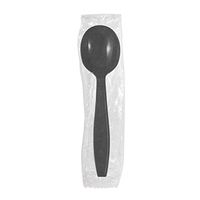 Karat U3532B 5.6" Poly-Wrapped Heavy-Weight Disposable Soup Spoon, Black (Pack of 1000)