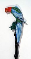 LX Hand Painted Back Scratcher Green Blue Parrot Bird 18"