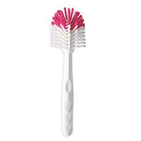 Fuller Brush Pretty & Pink Dish Brush - Commercial Plastic Cleaning Scrub w/Handle & Scraper for Washing Dishes - Reusable Scrubber for Scratch Free & Clean Plates - for Home & Kitchen Use
