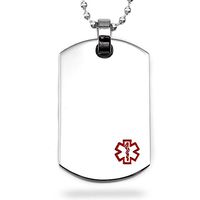 StickyJ USA Red Medical Alert Dog Tag Pendant