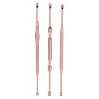 Zerone 3Pcs/Set Earwax Curette Remover Earpick Stainless Steel Ear Care Tool Double-Ended Wax Remover Cleaner Curette Spoon
