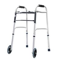 Folding Walker Front Wheeled Support, Bariatric Walking Frame for Seniors Wide, Adult Elderly Walkers for Indoor Outdoor Adjustable Lightweight Portable, Mobility Aid for Handicap