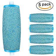 Replacement Roller Refill Heads for Amope Pedi Perfect Electronic Foot File (4 Extra&1 Regular contains shell powder)