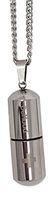 Large Pill Fob Necklace with 26" Chain - Keep Emergency Medication Airtight and Dry (Silver/Silver)