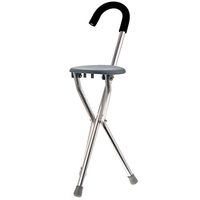 Finly Aluminum Alloy Walking Stick with Chair Tripod Light-Weighted Fishing Rest Stool for Elder/Camping Sticker Walker Aid Stool
