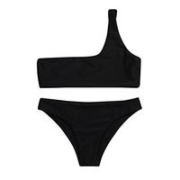 One Shoulder Bikini Tops Set,Women Waisted Bralette Swimsuit Beach Bathing Suit Swimming wear (Asian:Large, White)