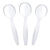 Netko Heavyweight Clear Plastic Cutlery Utensils 300 Pack (Soup Spoons)