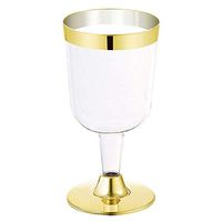 6PCS Rose Gold Rimmed Plastic Cups | Hard Clear Plastic Cup | Disposable Ideal For Glamour Parties | Fancy Wedding Tumblers | Sturdy & Crystal Clear | Elegant Design | Plastic BPA Free