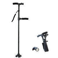 Led Light Cane, Fold, Relief the Pain Medical Convenient Cane Two Handle Walking Lightweight Stick with Adjustable Led Lights Stable Base Foldable Weight Rehabilitation Exercise