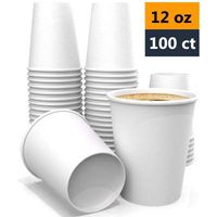 UniCup Plain White Hot Drink Paper Cup, Coffee Cups (WHITE, 100-12oz)
