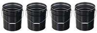 Vestil Pail-STL-RI Steel Open Head Pail with Handle, 5 Gallon Capacity, Black (Pack of 4)