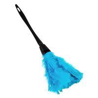 Delaman 14 Inch Soft Turkey Feather Duster, Cleaning Brush, with Black Handle Home Furniture Car Cleaning Tools (Color : Blue)