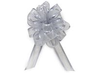 Pack of 12, Solid Silver Sheer w/Satin Edge 4" - 18 Loops- Organza Pull Bow Great For Christmas, Valentine'S Day, & Weddings