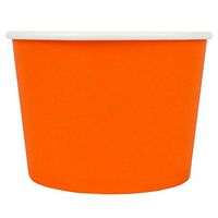 [100 Count] Orange Paper Ice Cream Cups - 12 oz Eco-Friendly Dessert Containers - Perfect For Your Yummy Foods! Many Colors & Sizes - Frozen Dessert Supplies