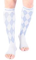 Doc Miller Open Toe Compression Socks 1 Pair 20-30mmHg Stockings (GrayBlue, XL)