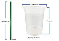 Recyclable -  Compostable Clear Plastic PLA Cold Cups 12 Oz and Straws, Plant - Based, 50 Pieces Each