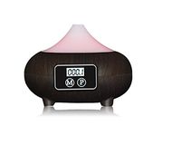 Aroma Essential Oil Humidifier with 7 Colorful LED Lights and Display Time for Office Home Bedroom Living Room Study Yoga Spa (brown)