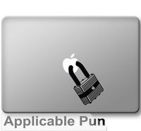Locker Apple Pad Lock - Black Vinyl Decorative Decal - Sized for Macbooks